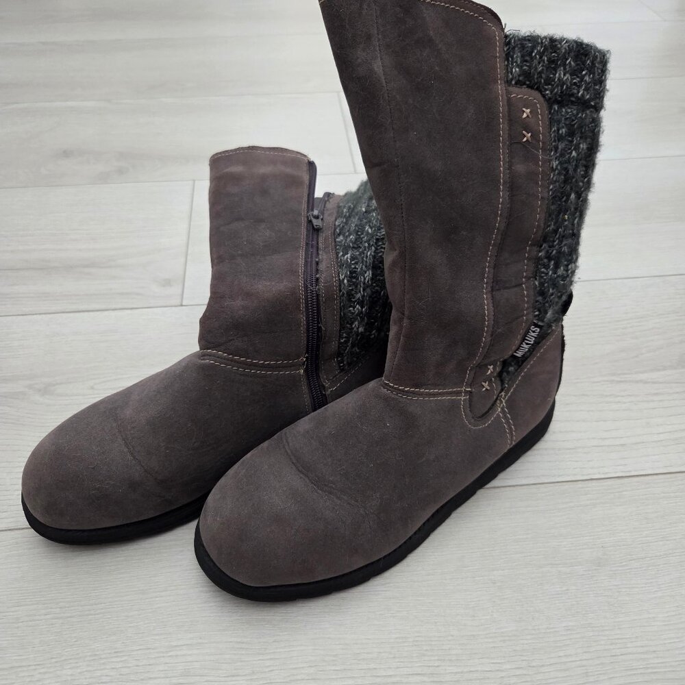 Muk Luks Womens 9 Gray Boots Shoes Lila Sherpa Fleece Lining Winter - Picture 4 of 8